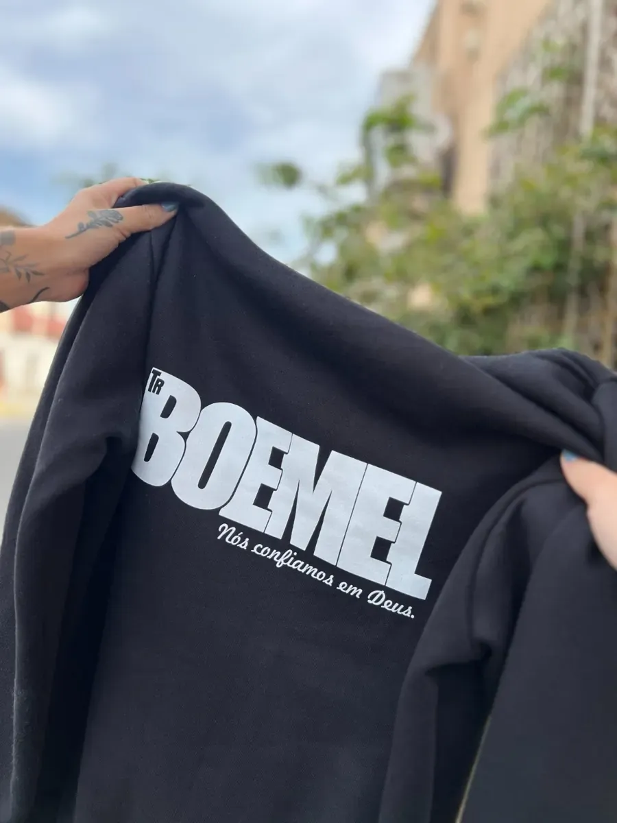 Moletom preto estampado Boemel