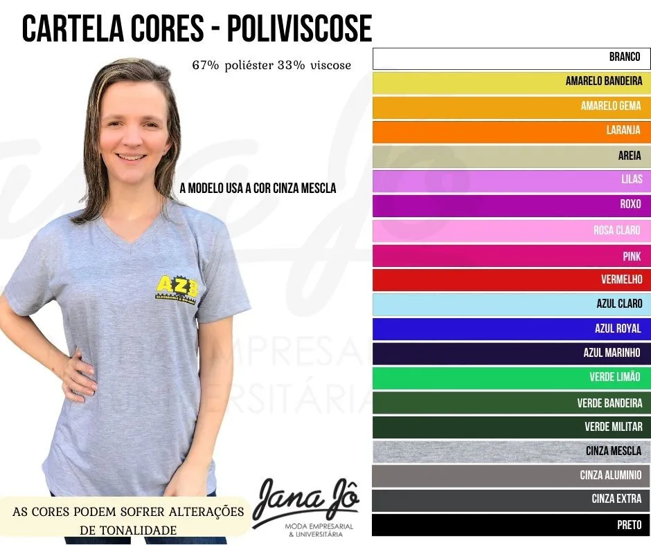 Cartela de cores Poliviscose (67% poliéster, 33% viscose) — Jana Jô